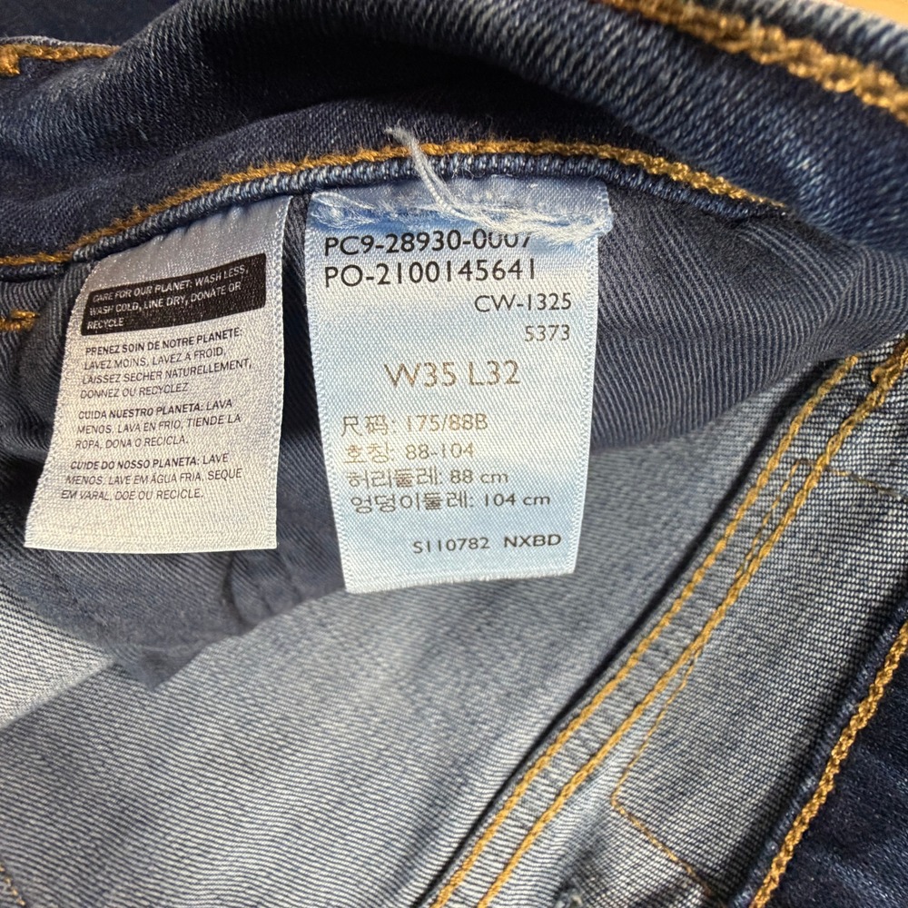 Levis Workwear 505 Regular Fit Mens Jeans Dark Wash Indigo 35x32 Straight Leg - Picture 4 of 11